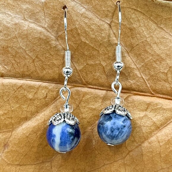 Sodalite Drop Earrings | Handcrafted with Sterling Silver - Picture 6 of 6